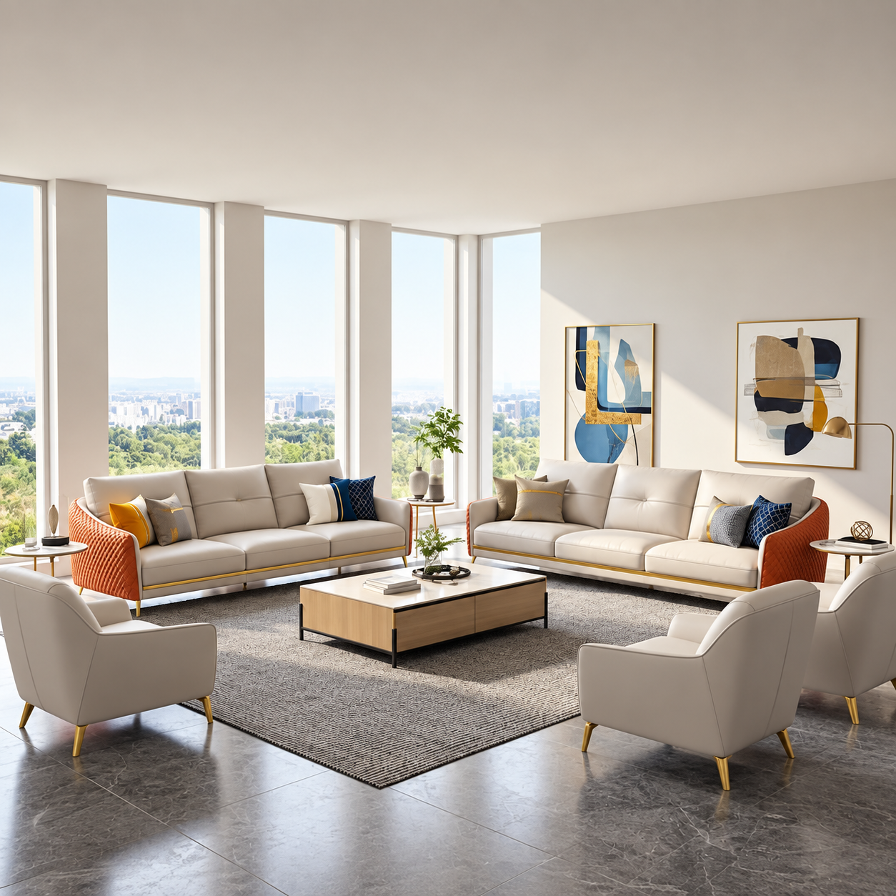Leela Golden Accent Corner Sofa